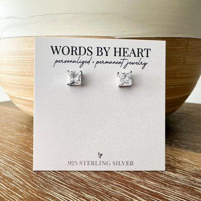 8mm Square CZ Earrings