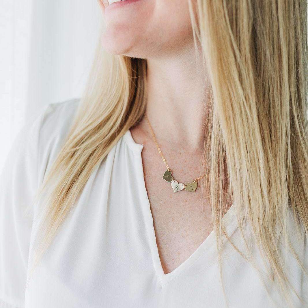 Words By Heart:Dainty Multiple Heart Necklace:Asheville, NC